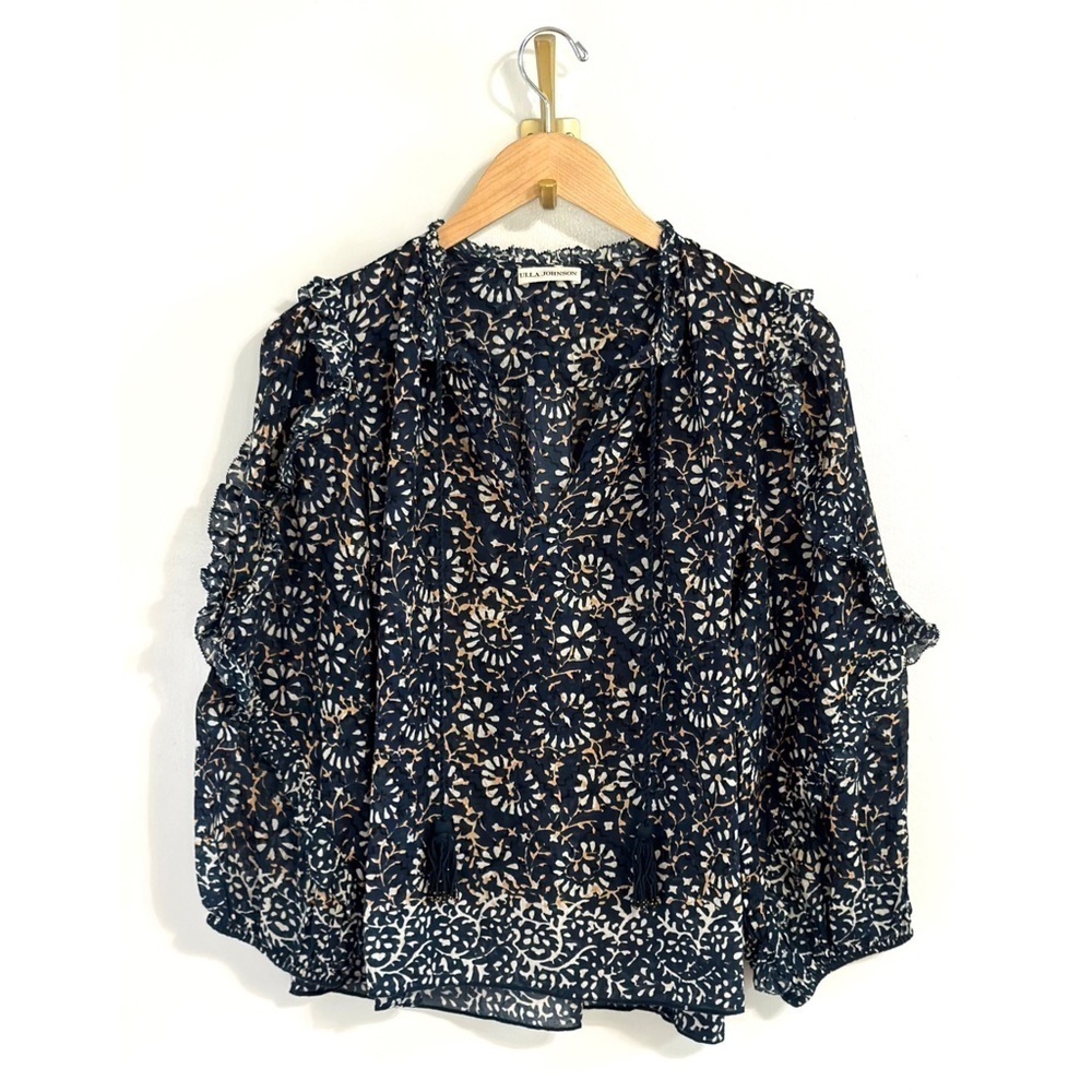NWOT Ulla Johnson Ruffle Long-Sleeve Floral Lillian Cotton Blouse - Picture 2 of 6